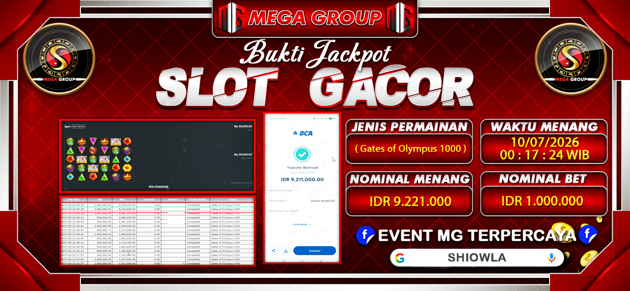 Bukti JP situs Shiowla hari Jumat, 10 Juli 2026