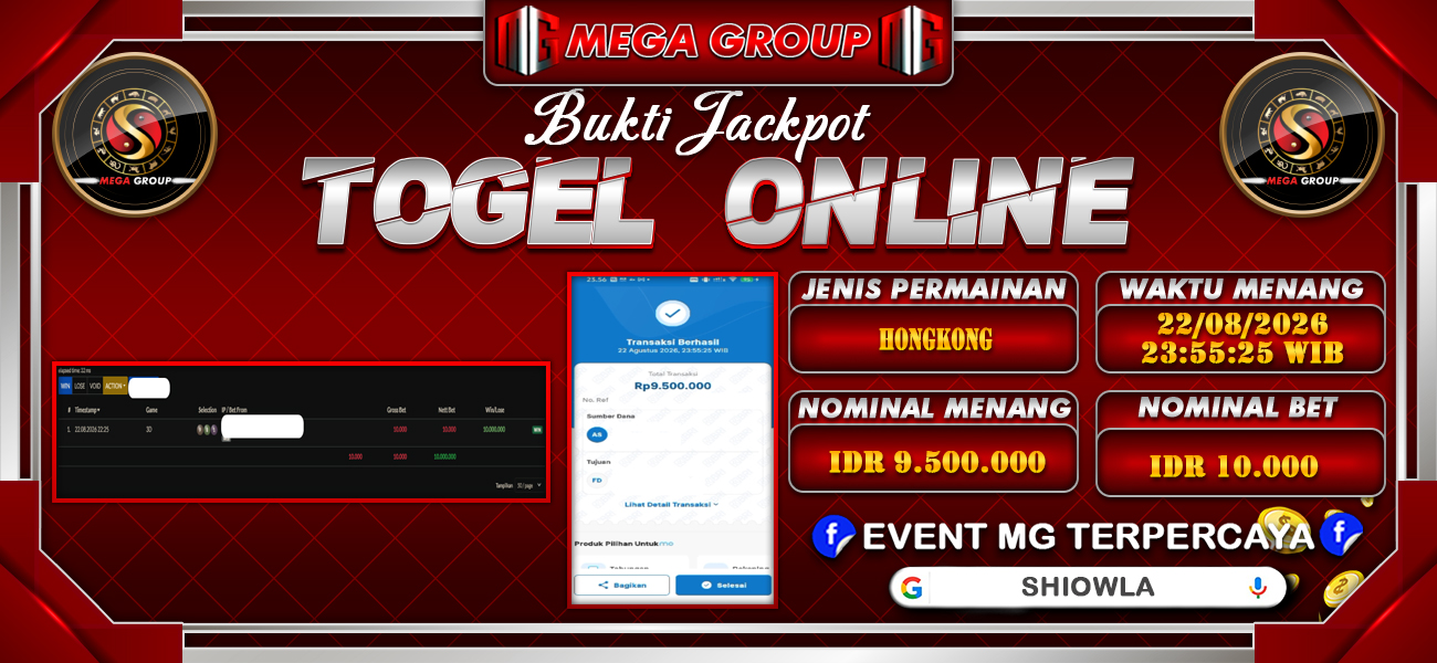 Bukti JP situs Shiowla hari Sabtu, 22 Agustus 2026