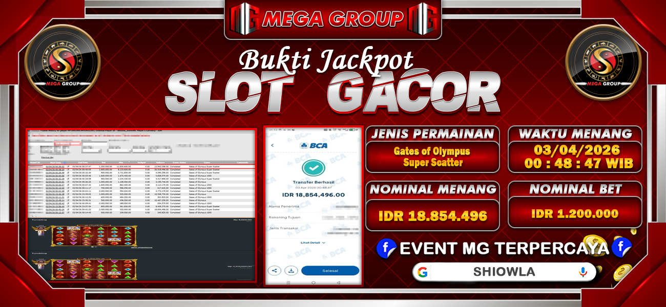 Bukti JP situs Shiowla hari Jumat, 03 April 2026