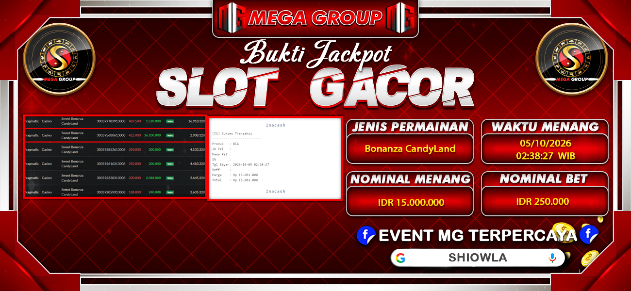 Bukti JP situs Shiowla hari Senin, 05 Oktober 2026