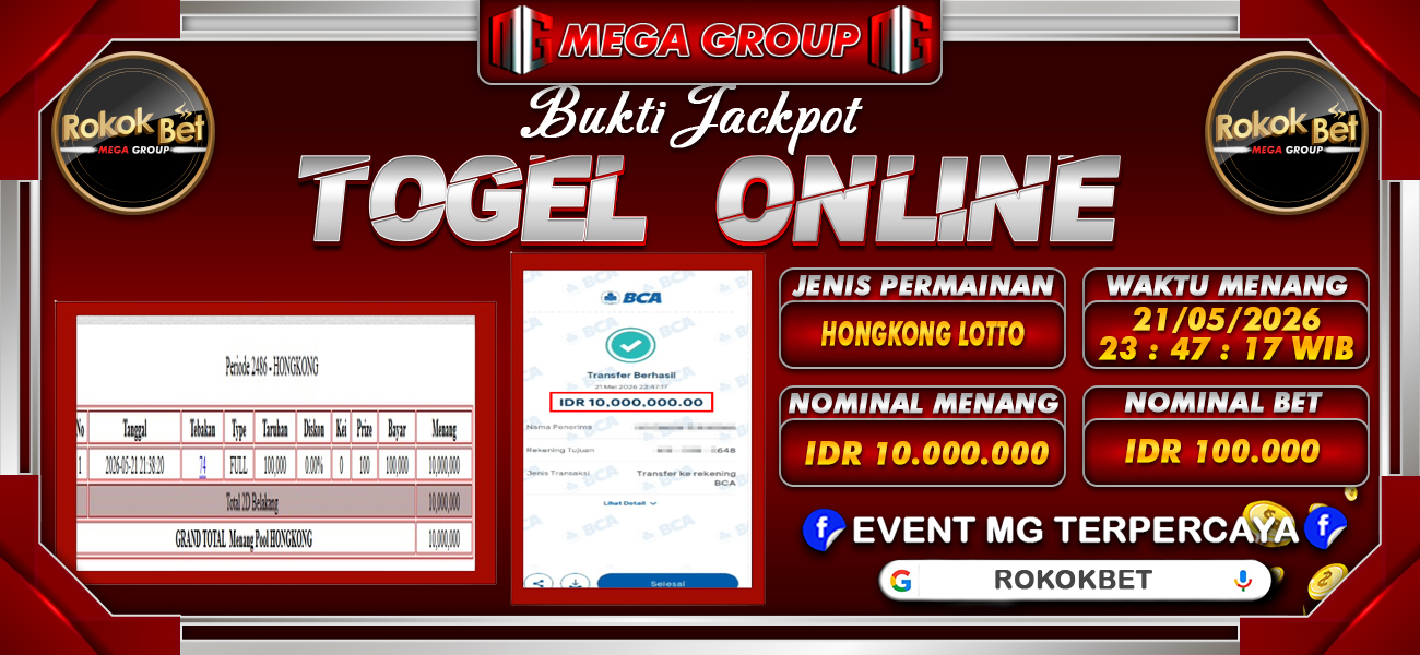 Bukti JP situs Rokokbet hari Jumat, 22 Mei 2026