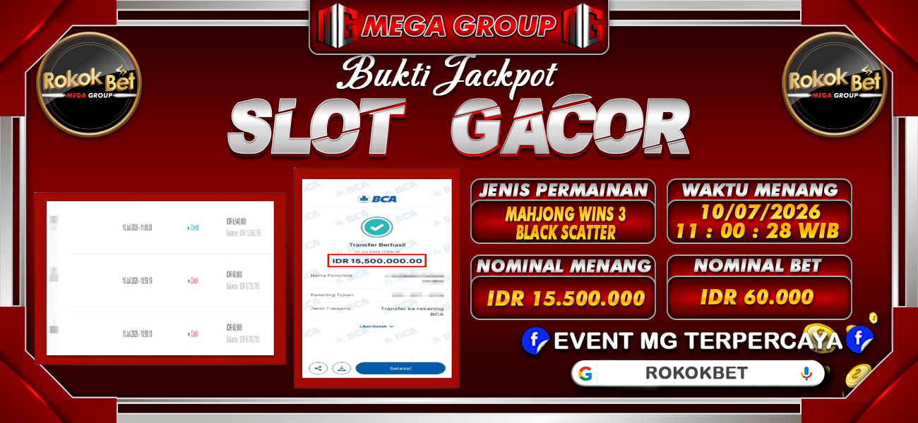 Bukti JP situs Rokokbet hari Jumat, 10 Juli 2026
