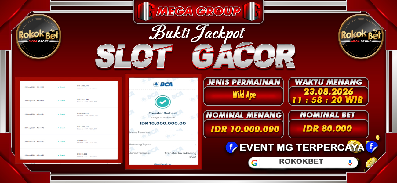 Bukti JP situs Rokokbet hari Minggu, 23 Agustus 2026