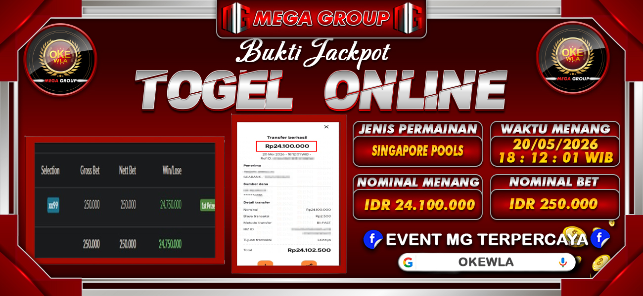 Bukti JP situs Okewla hari Rabu, 20 Mei 2026