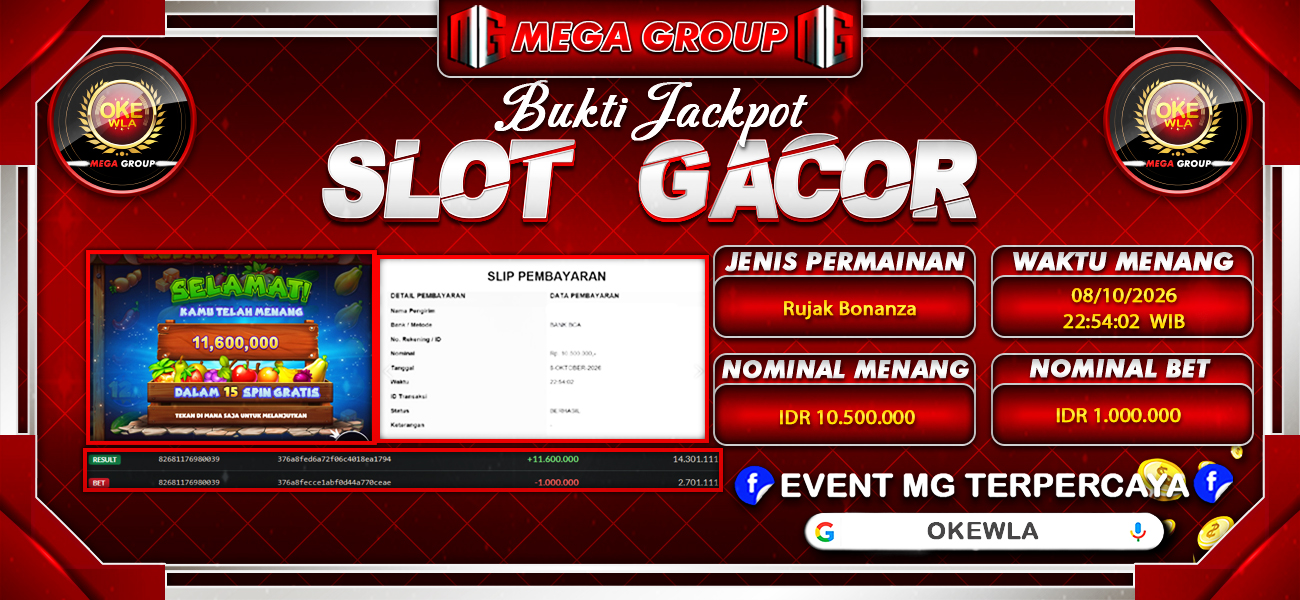 Bukti JP situs Okewla hari Kamis, 08 Oktober 2026