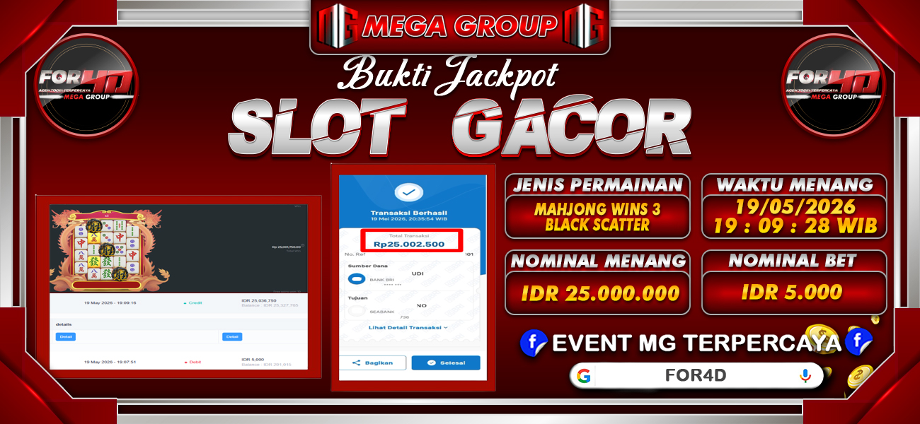 Bukti JP situs For4D hari Selasa, 19 Mei 2026