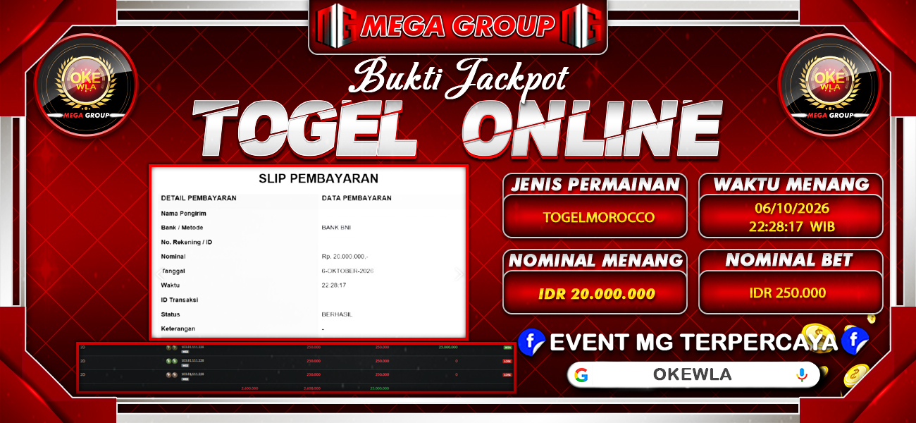 Bukti JP situs Okewla hari Selasa, 06 Oktober 2026