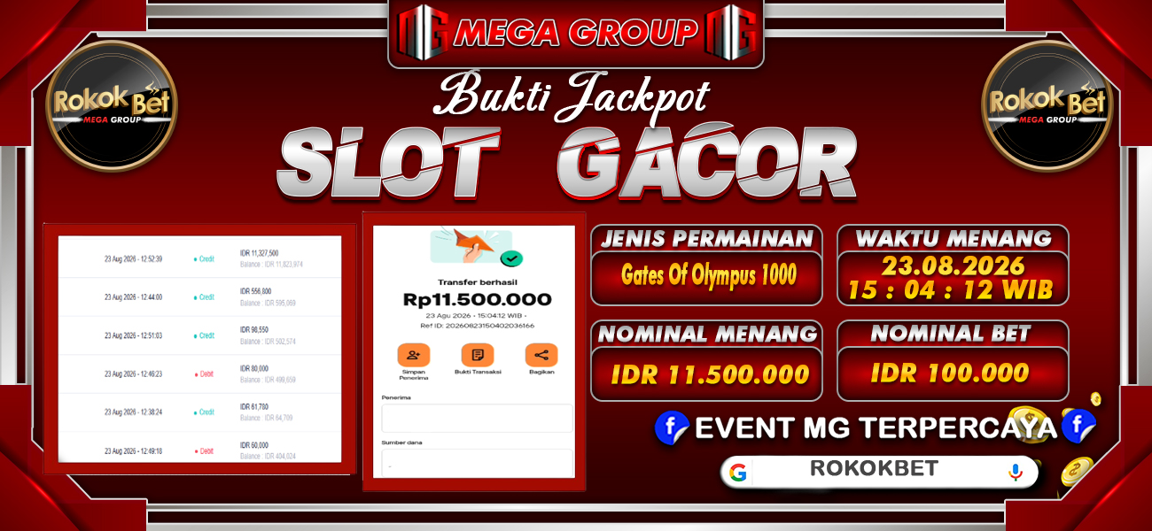 Bukti JP situs Rokokbet hari Minggu, 23 Agustus 2026