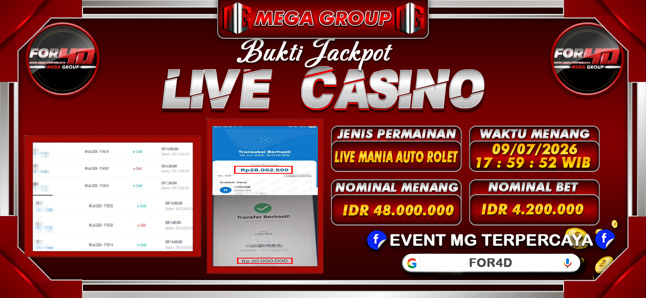 Bukti JP situs For4D hari Jumat, 10 Juli 2026