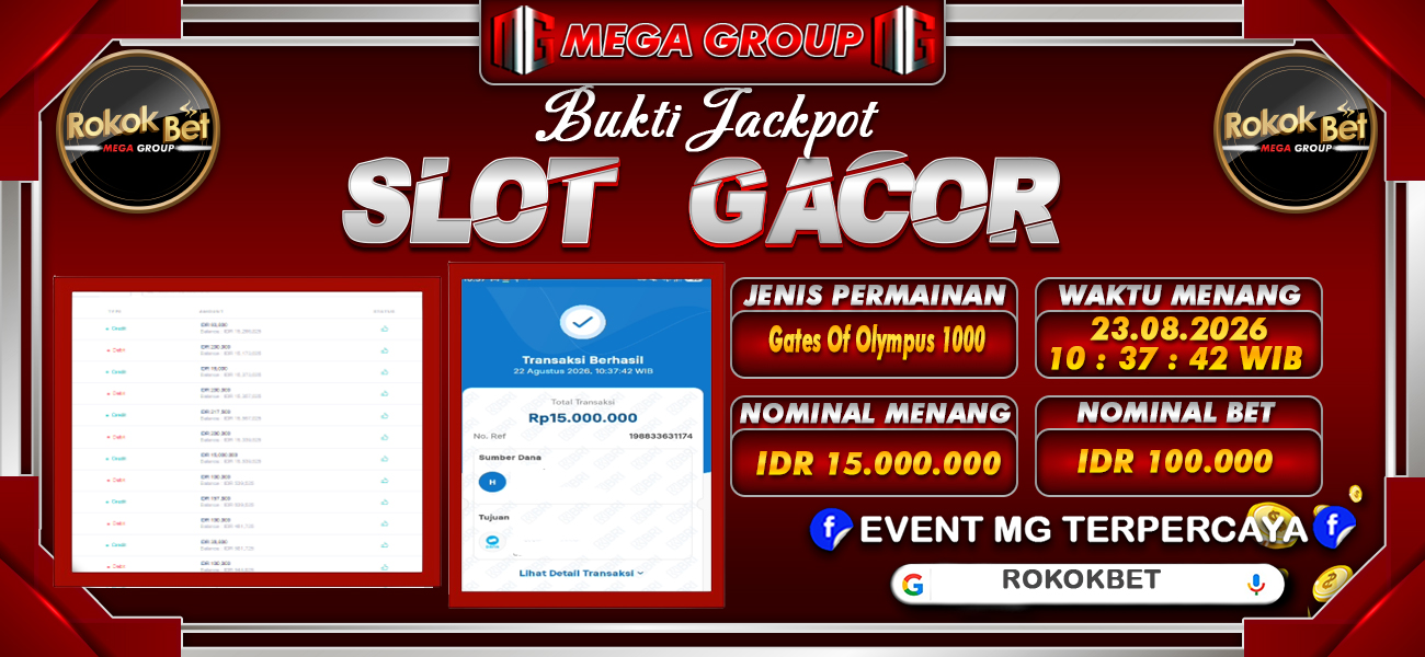 Bukti JP situs Rokokbet hari Minggu, 23 Agustus 2026