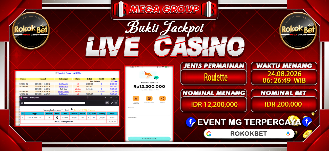 Bukti JP situs Rokokbet hari Senin, 24 Agustus 2026