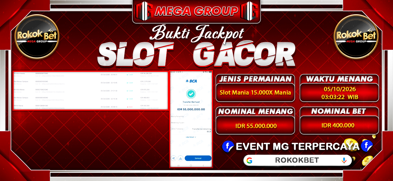 Bukti JP situs Rokokbet hari Senin, 05 Oktober 2026