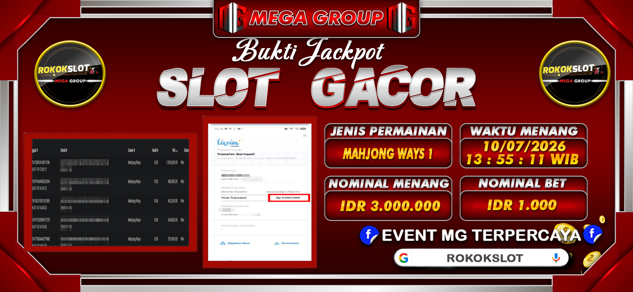Bukti JP situs Rokokslot hari Jumat, 10 Juli 2026
