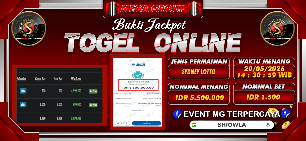 Bukti JP situs Shiowla hari Rabu, 20 Mei 2026