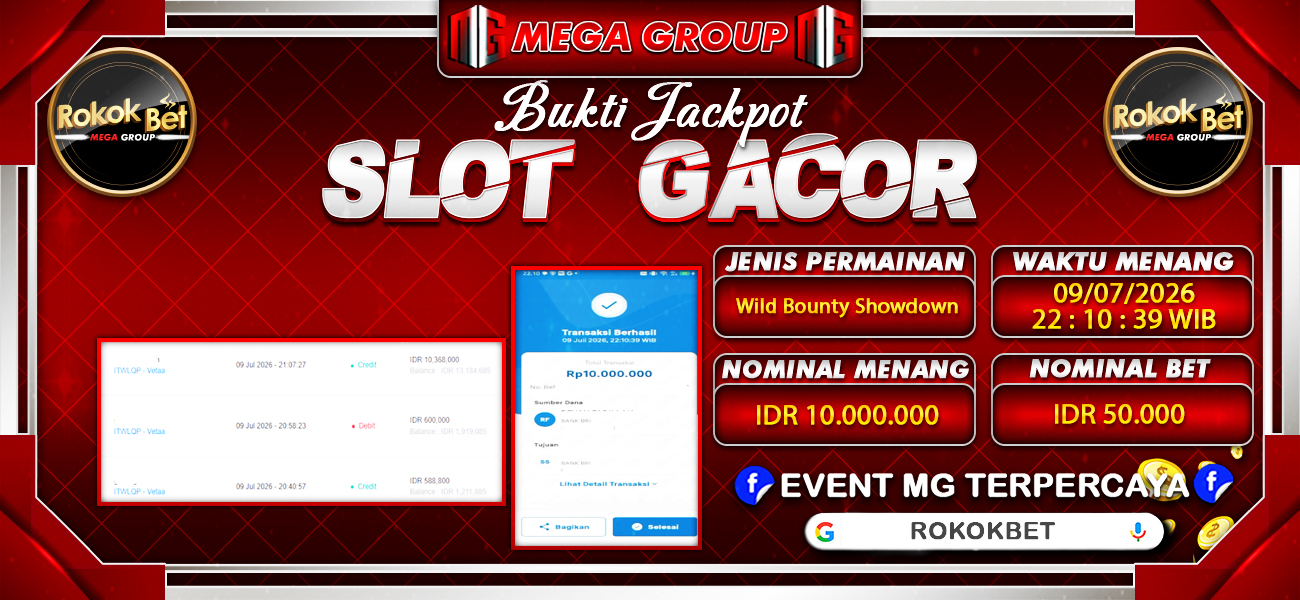 Bukti JP situs Rokokbet hari Kamis, 09 Juli 2026